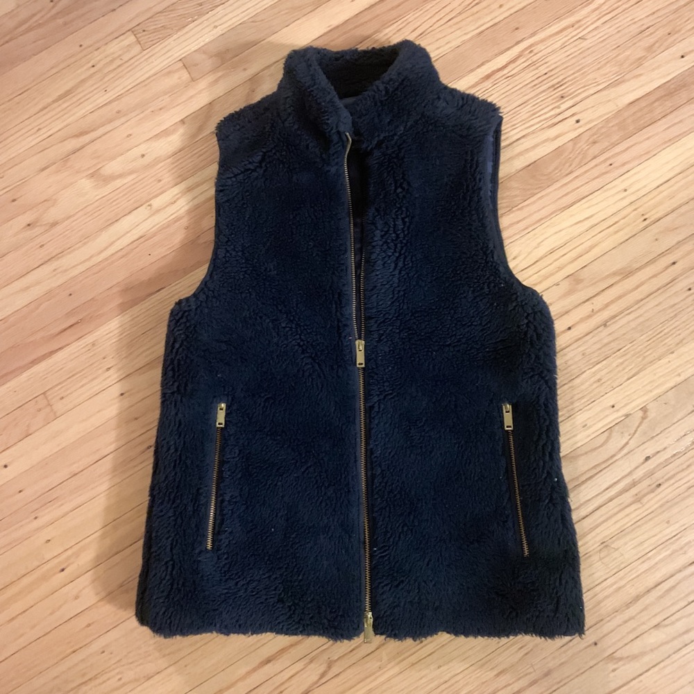 JCrew Navy Fur Vest Size XS